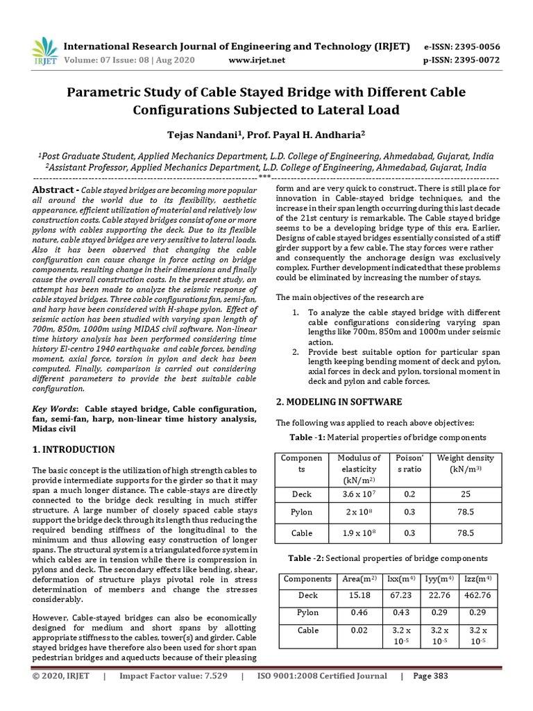 Cable Stayed Bridge Seismic Analysis | PDF | Bridge | Stiffness