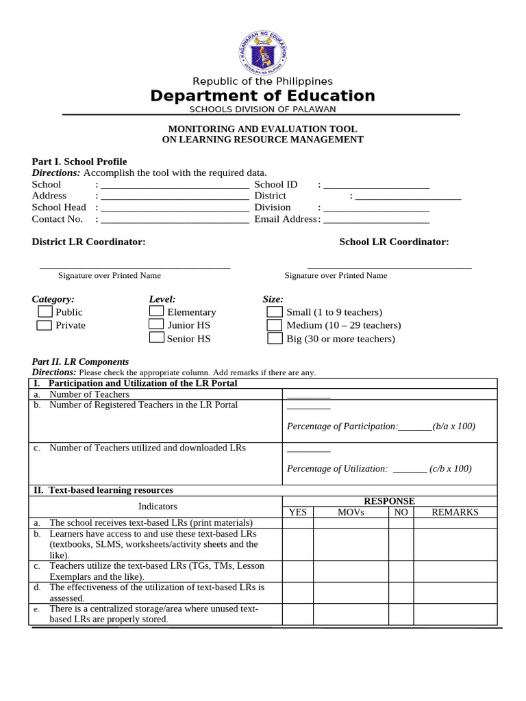 Learning Resource Management Tool Pdf Libraries School Library