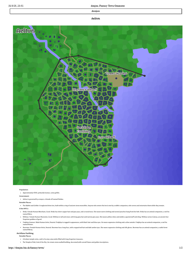 Donjon Fantasy Town Generator | PDF