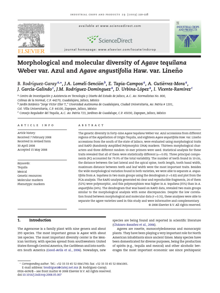 Art 13 Morphological and Molecular Diversity 2012 | PDF | Principal ...