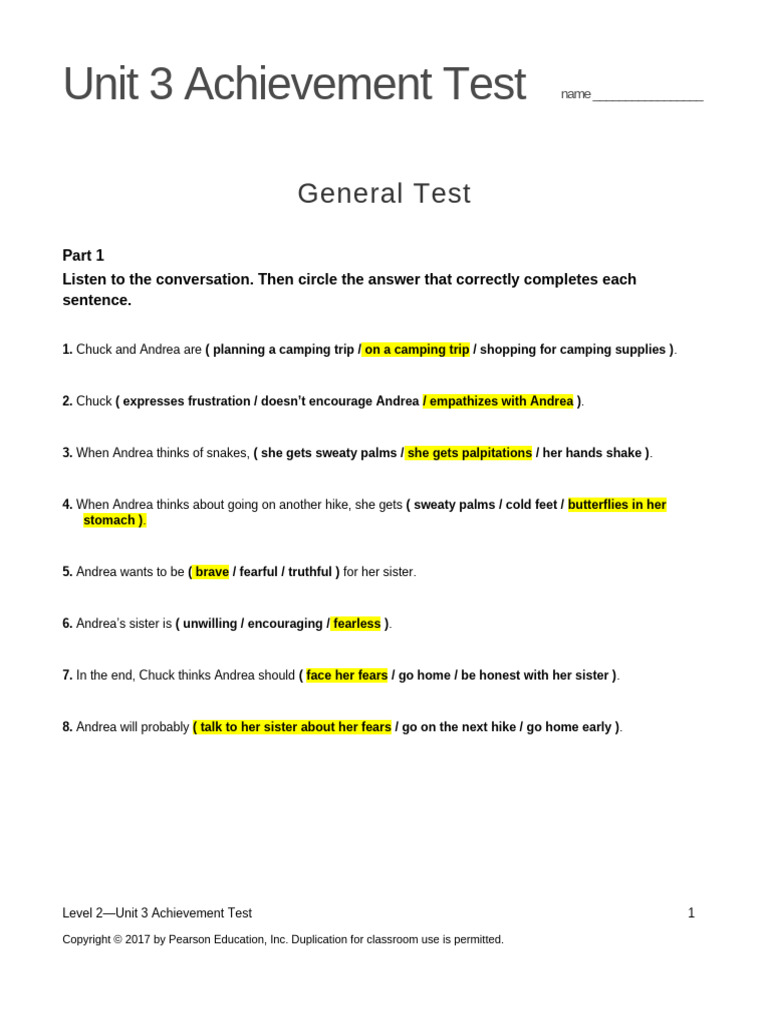 Unit 3 Achievement Test Overview | PDF | Boardsports