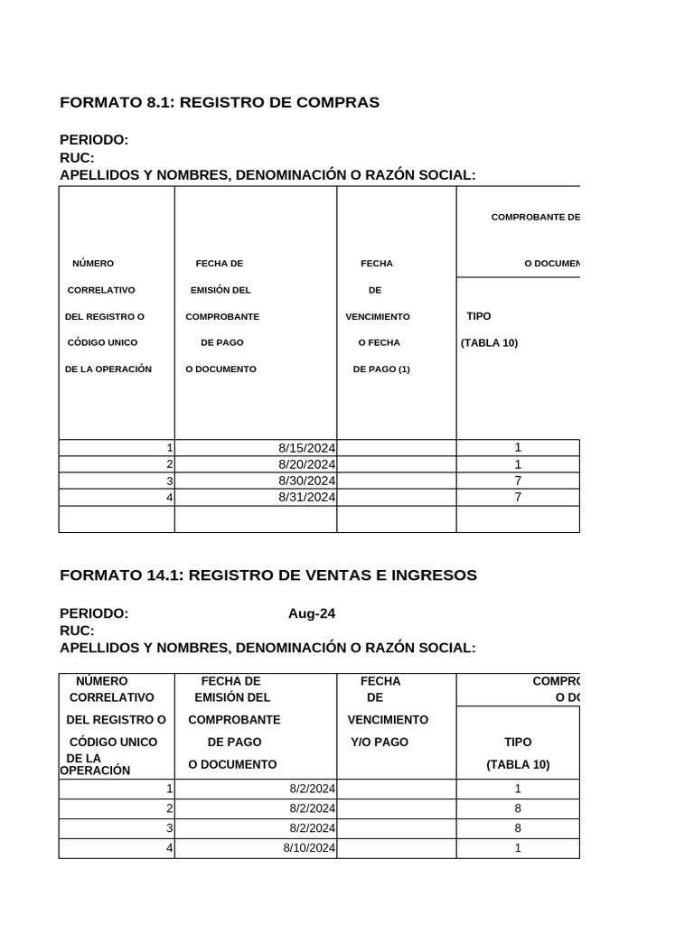 Registros Contables y Formatos PDT 621 | PDF