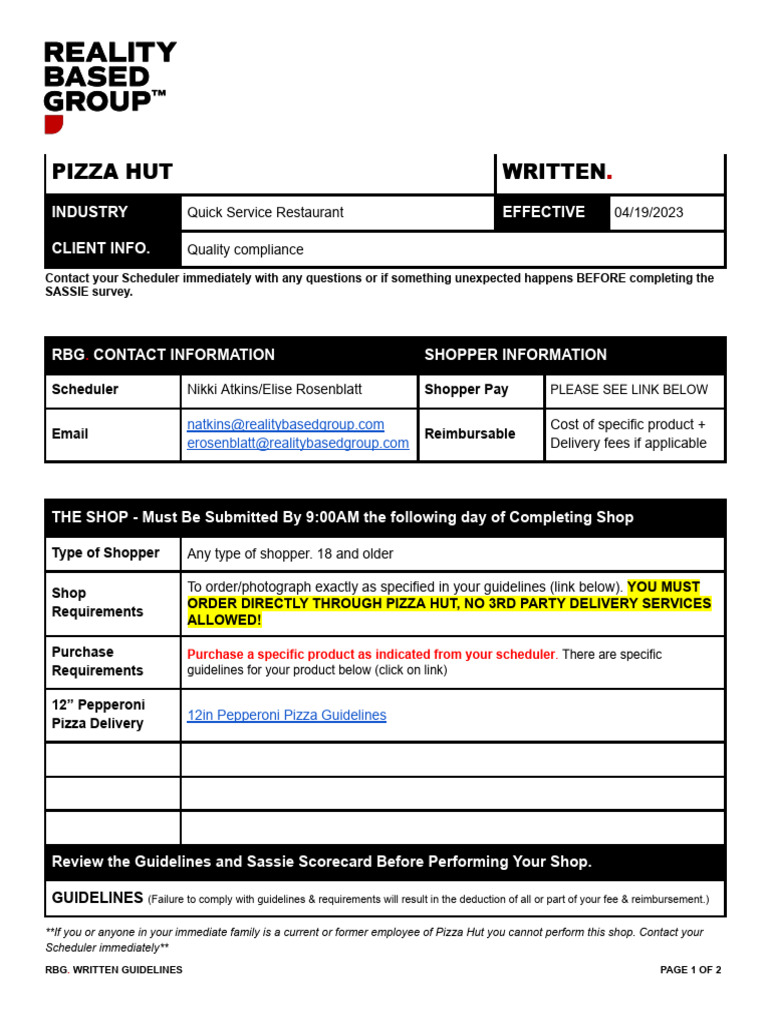 Pizza Hut Age Requirement