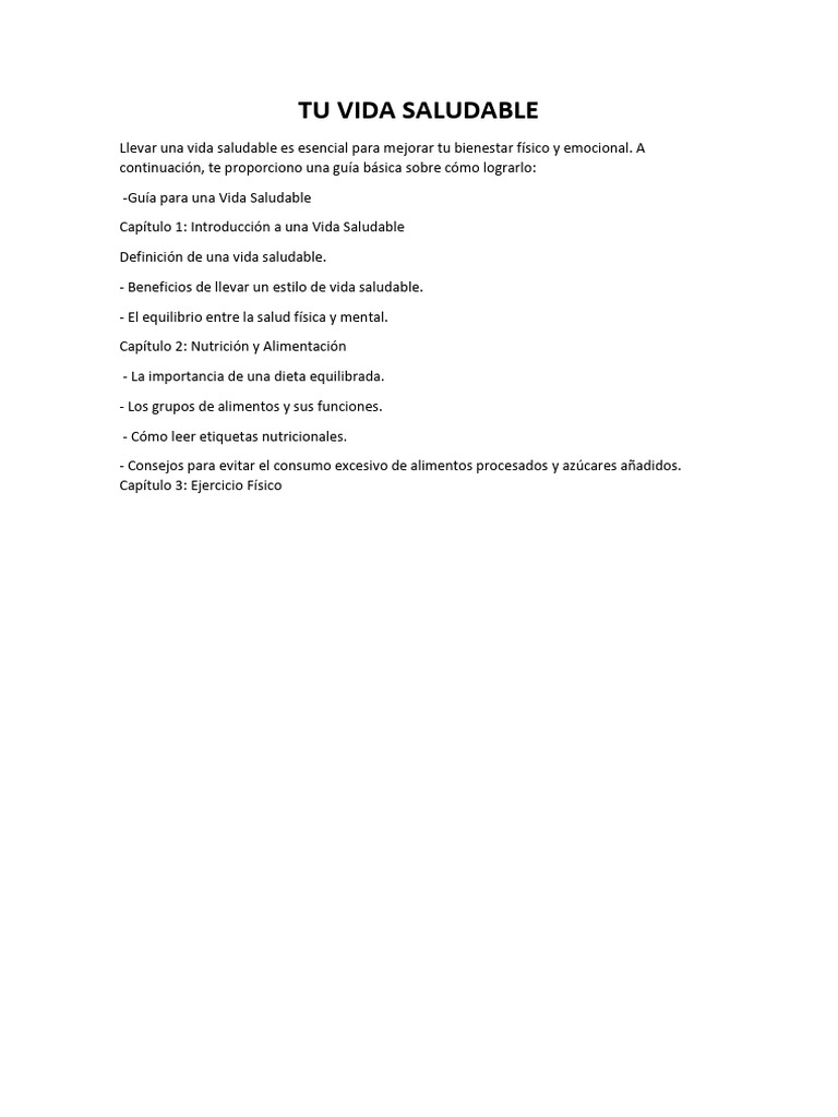 Tu Vida Saludable | PDF | Alimentos | Dieta y nutrición