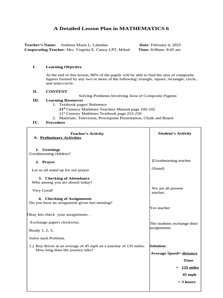 Lesson Plan Grade 6 Composite Figures Final 355 | PDF | Area ...