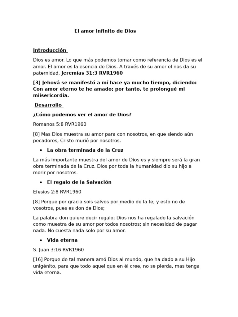 El Amor Infinito de Dios | PDF