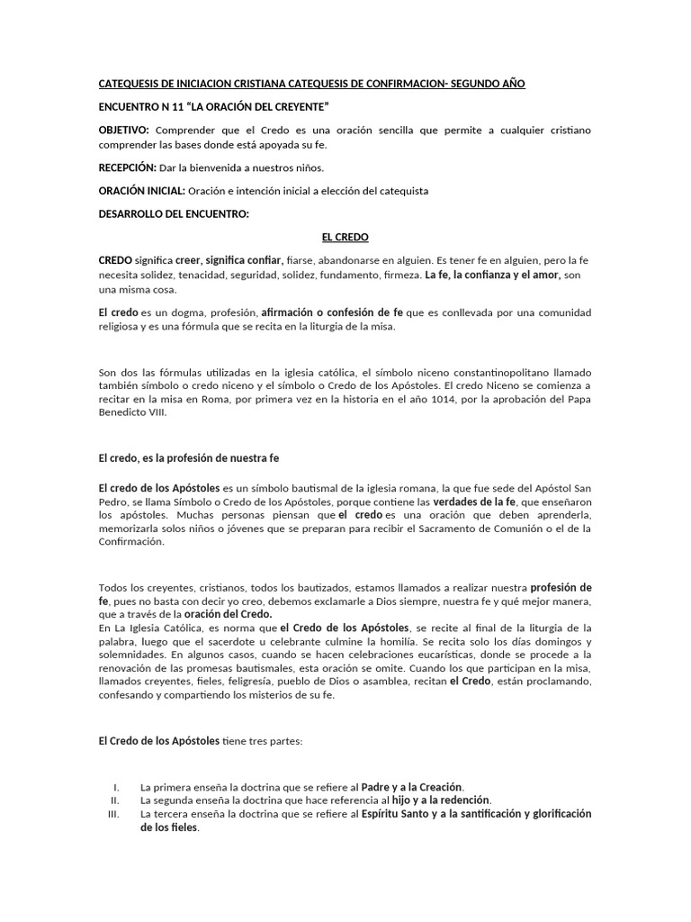 Significado y Oración del Credo | PDF | Credo | eucaristía