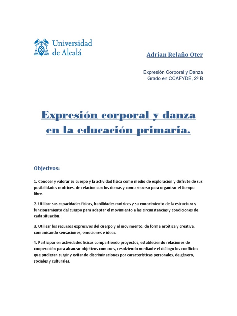 Expresión Corporal en Educación Primaria | PDF | Bailes | Las emociones