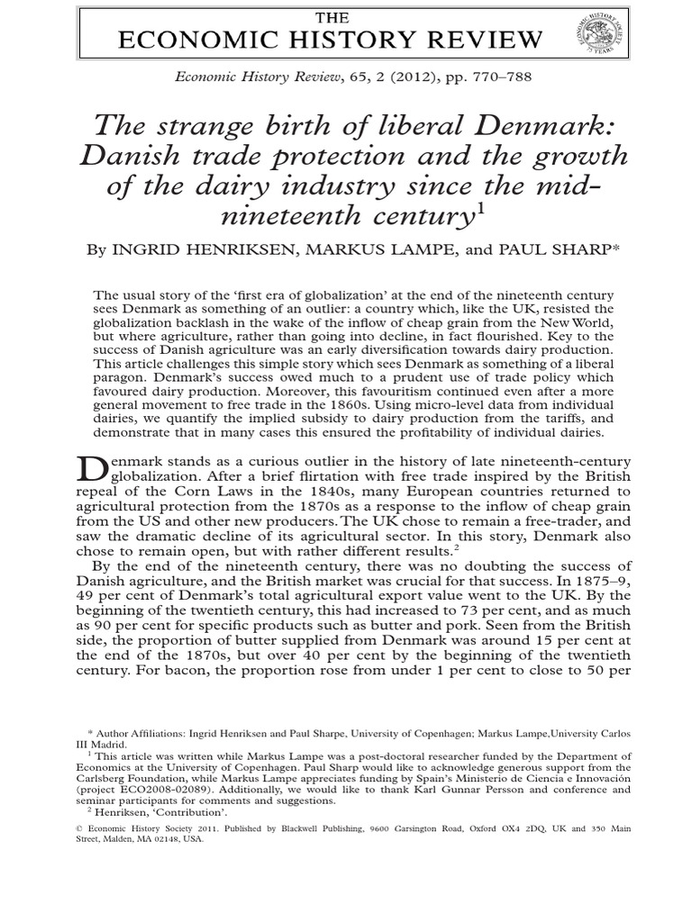 The Strange Birth of Liberal Denmark: Danish Trade Protection and The ...