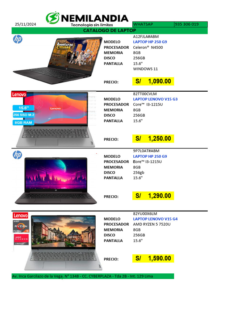 Catalogo de Laptop | PDF | Hardware de la computadora | Compatibles con ...
