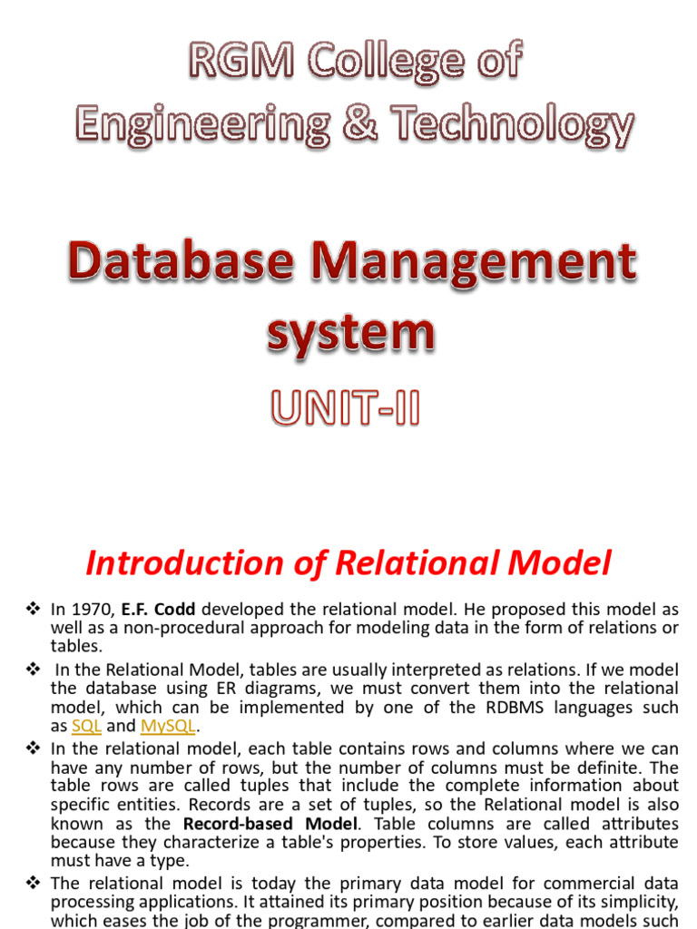 Introduction to Relational Model Basics | PDF | Relational Model ...