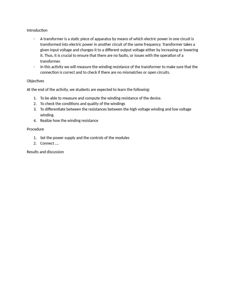 Measuring Transformer Winding Resistance | PDF