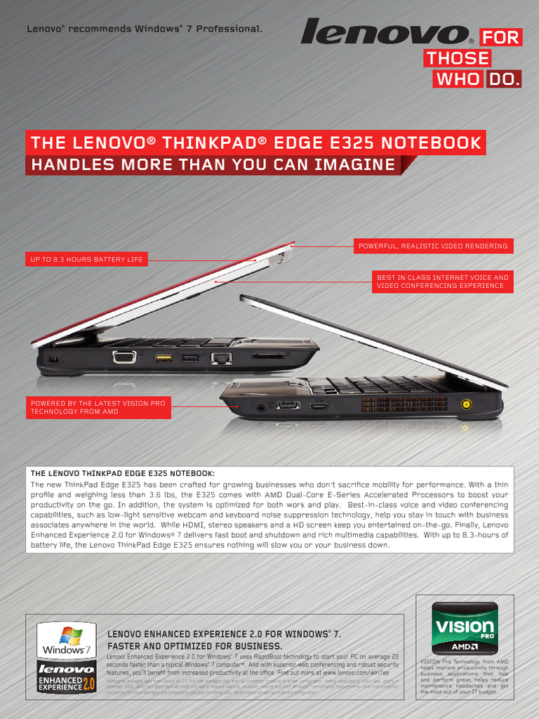 Thinkpad Edge E325 1297 Document | PDF | Laptop | Lenovo