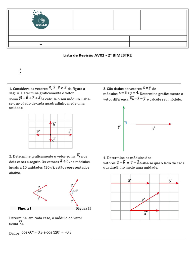 Revisão de Vetores e Lançamentos em Física | PDF | Vetor euclidiano ...