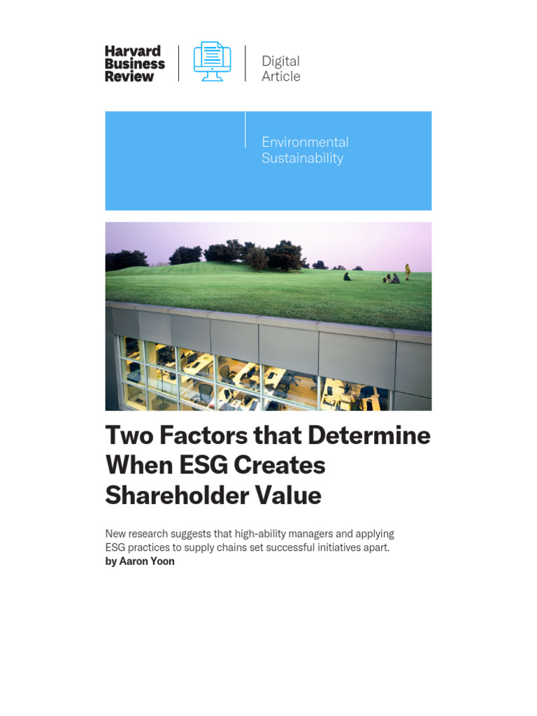 ESG Impact on Shareholder Value Factors | PDF | Investing | Shareholder ...