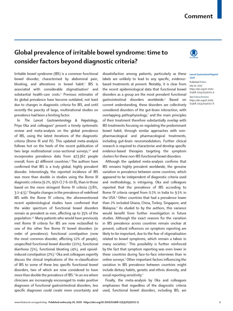 Global IBS Prevalence Insights | PDF | Irritable Bowel Syndrome ...