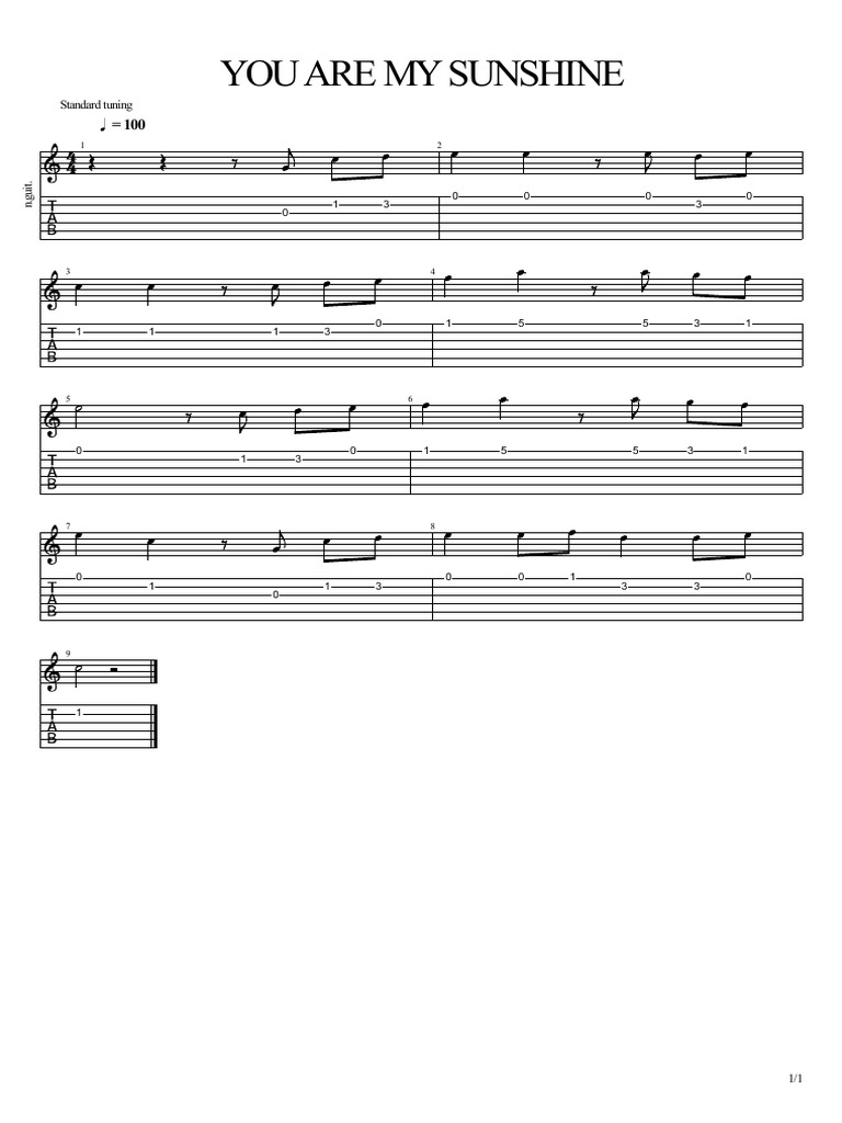 You Are My Sunshine Guitare Solo | PDF