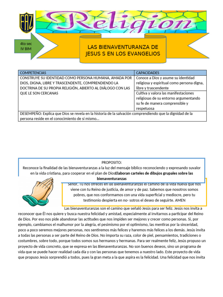 Bienaventuranzas: Camino a la Felicidad | PDF | Bienaventuranzas | Jesús