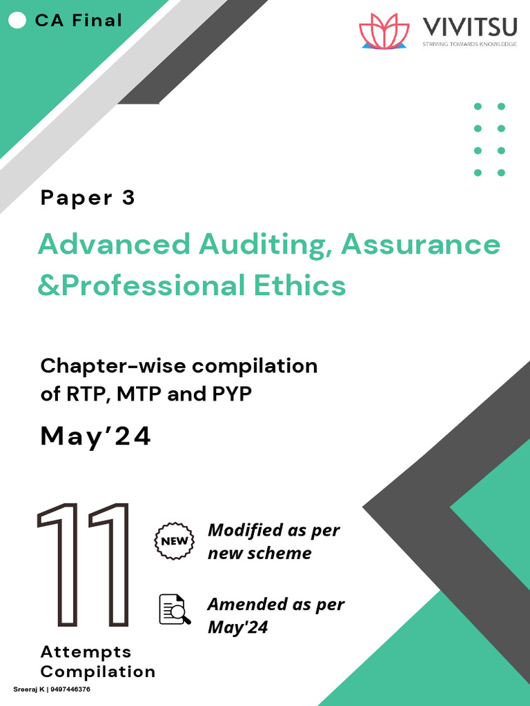 CA Final May 2024 Auditing Guide | PDF | Audit | Auditor's Report
