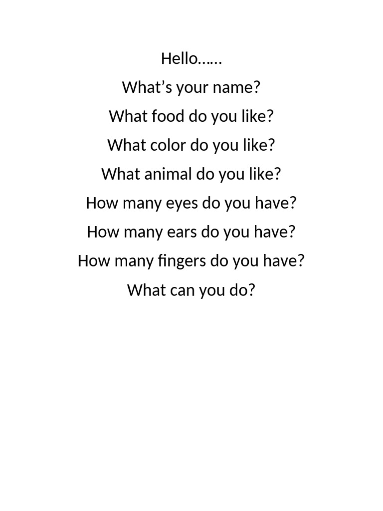 Fun Questions for Kids' Conversations | PDF