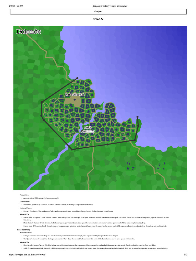 Donjon Fantasy Town Generator | PDF