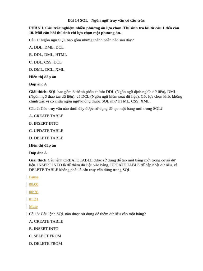 Bài 14 SQL | PDF