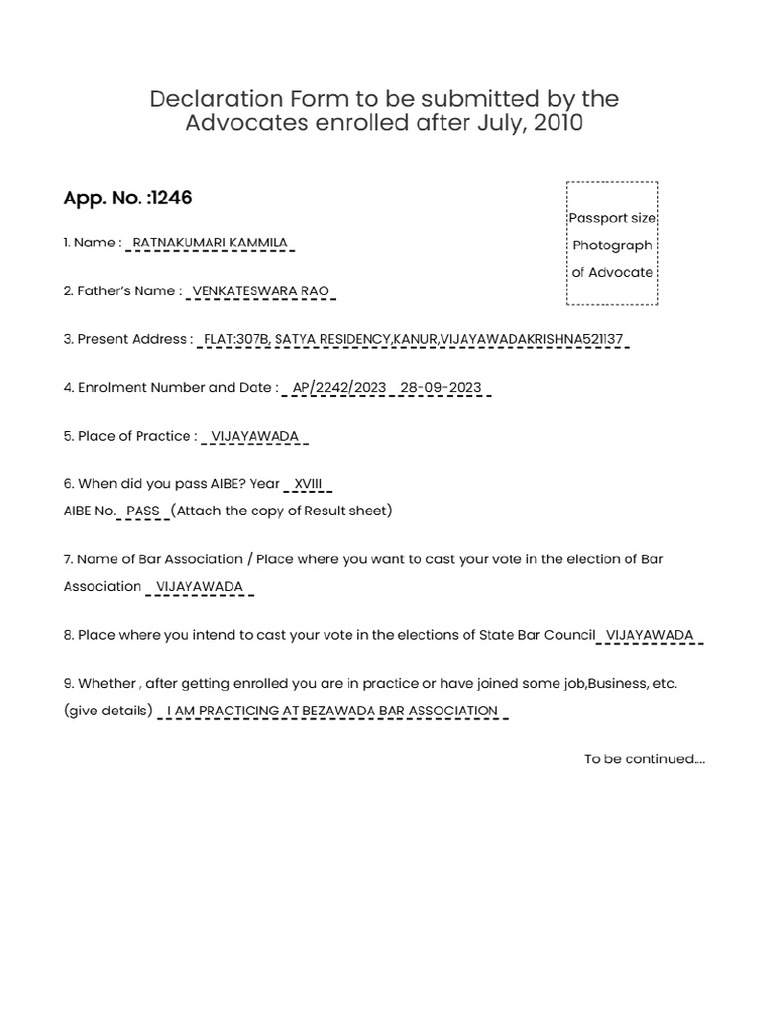 Declaartion Form - HC | PDF