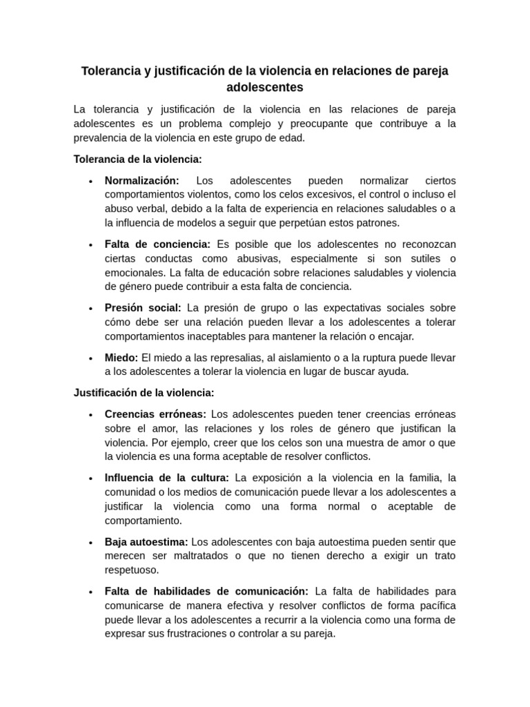 Tolerancia y justificación de la violencia en relaciones de pareja ...