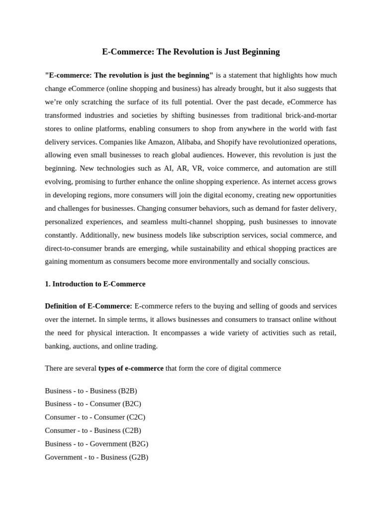 Unit 1 Ecommerce Is Just Begning | PDF | E Commerce | Online Shopping
