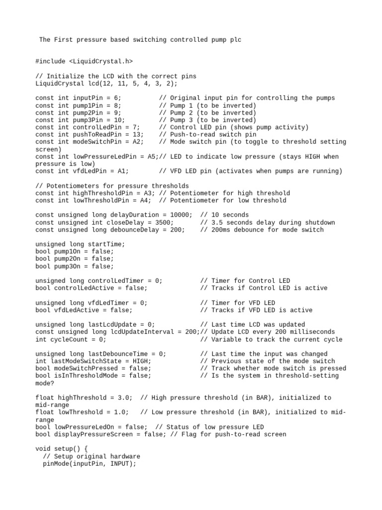 The First Pressure Based Switching Controlled Pump PLC | PDF | Cursor ...