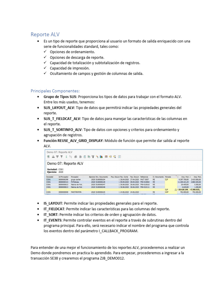 Reporte ALV en SAP ABAP | PDF | Variable (informática) | Parámetro ...