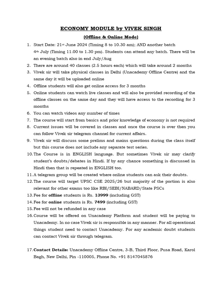 UPSC Economy Module by Vivek Singh | PDF | Gross Domestic Product ...