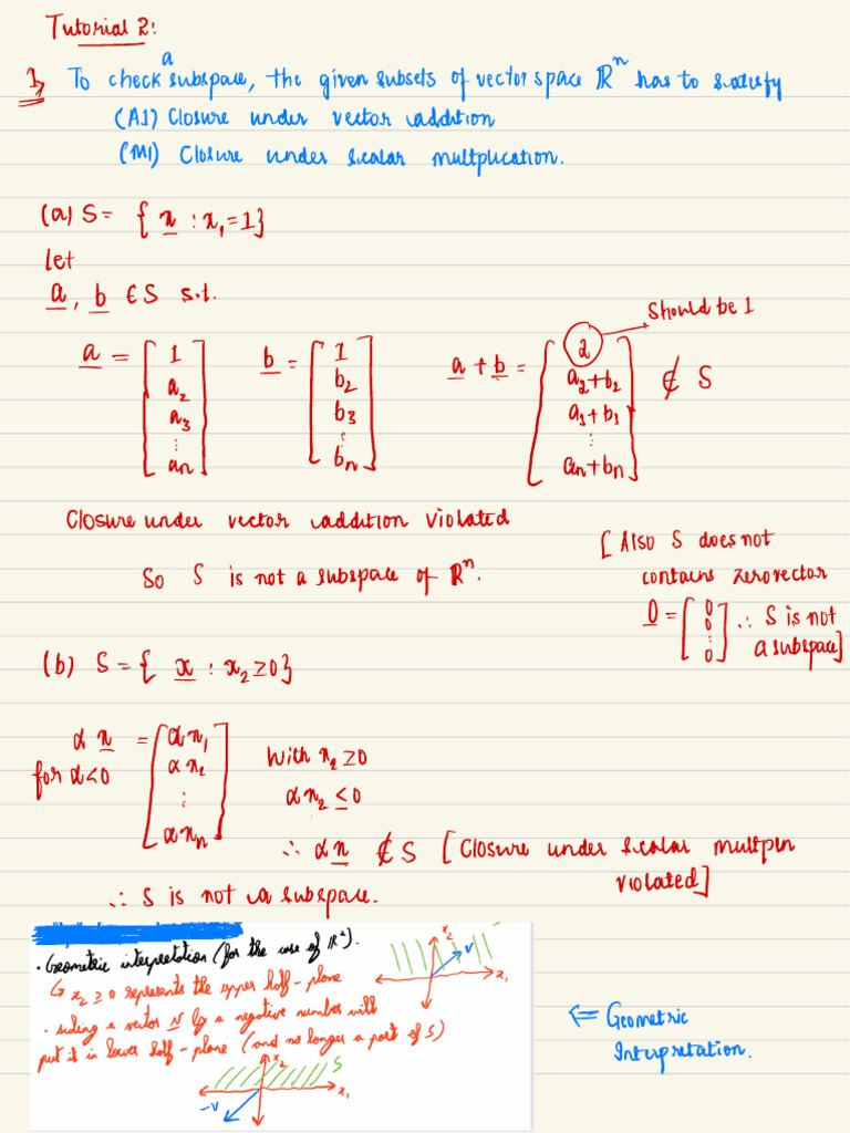 Subspace Criteria in Vector Spaces | PDF | Matrix (Mathematics ...