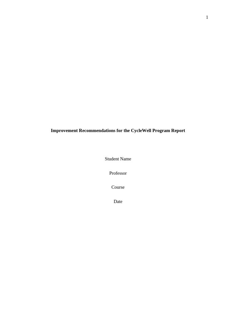 CycleWell Program Improvement Strategies | PDF | Incentive | Cycling ...
