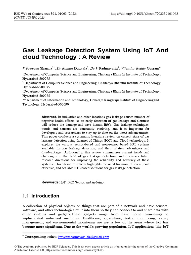 IoT-Based Gas Leakage Detection Review | PDF | Internet Of Things | Methane