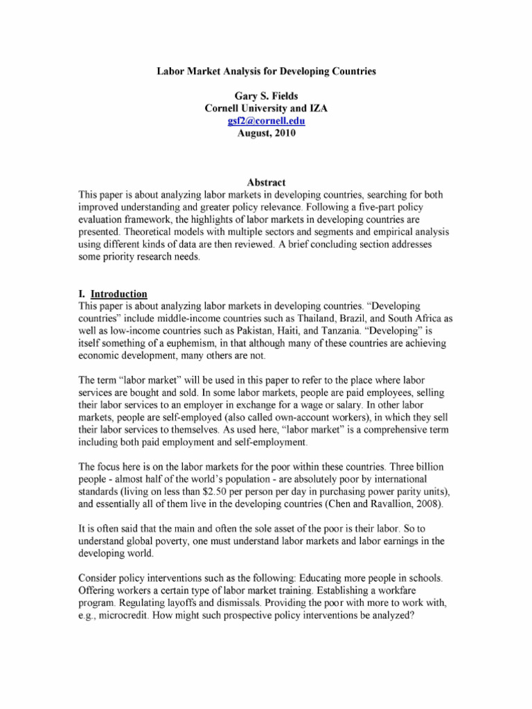 Labor Market Insights for Developing Nations | PDF | Labour Economics ...