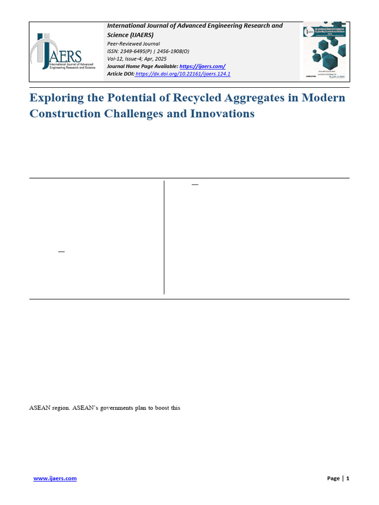 Recycled Aggregates in Sustainable Construction | PDF | Concrete ...