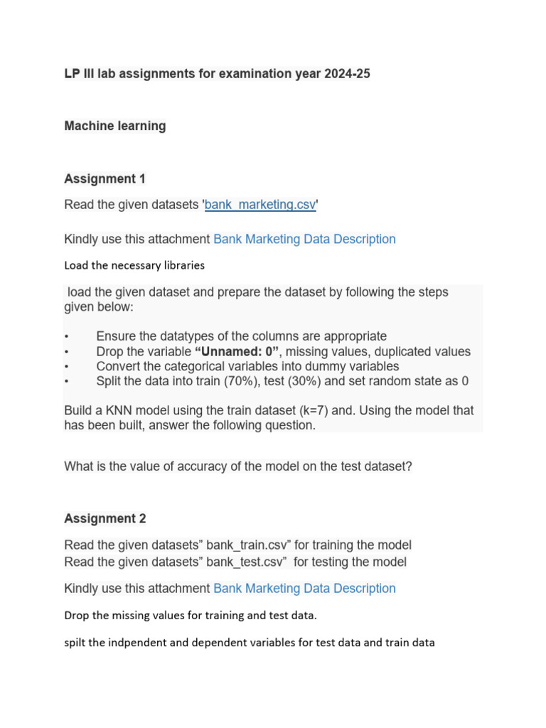 2024-25 Machine Learning Lab Assignments | PDF | Regression Analysis ...