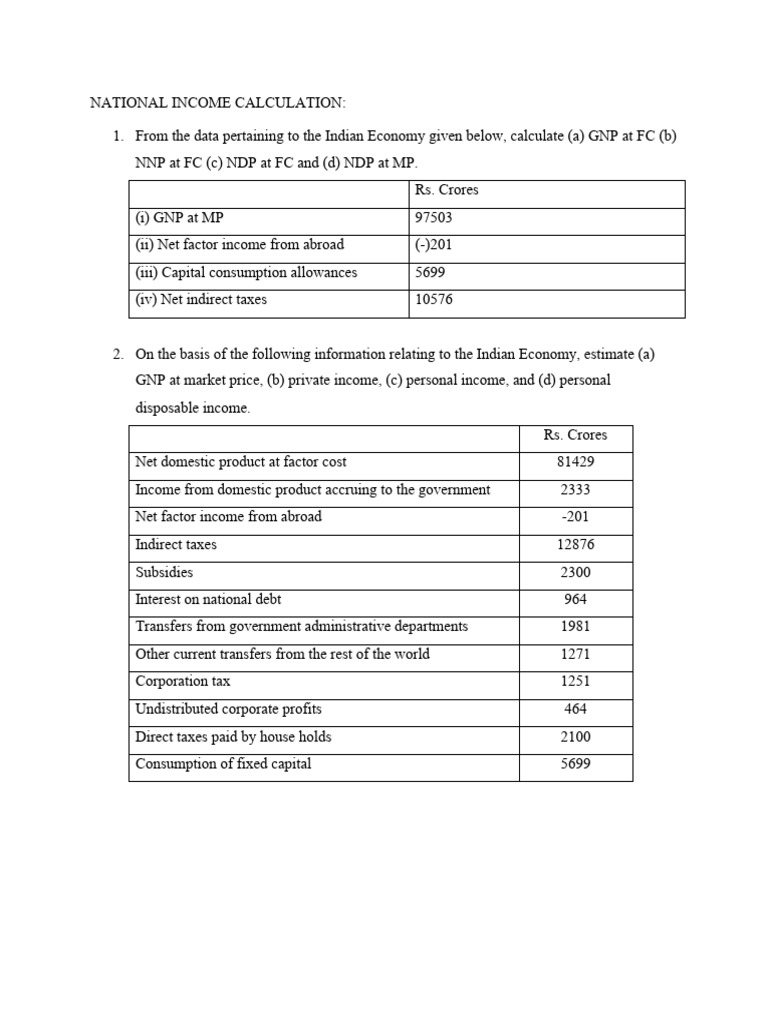 National Income Calculation Methods | PDF