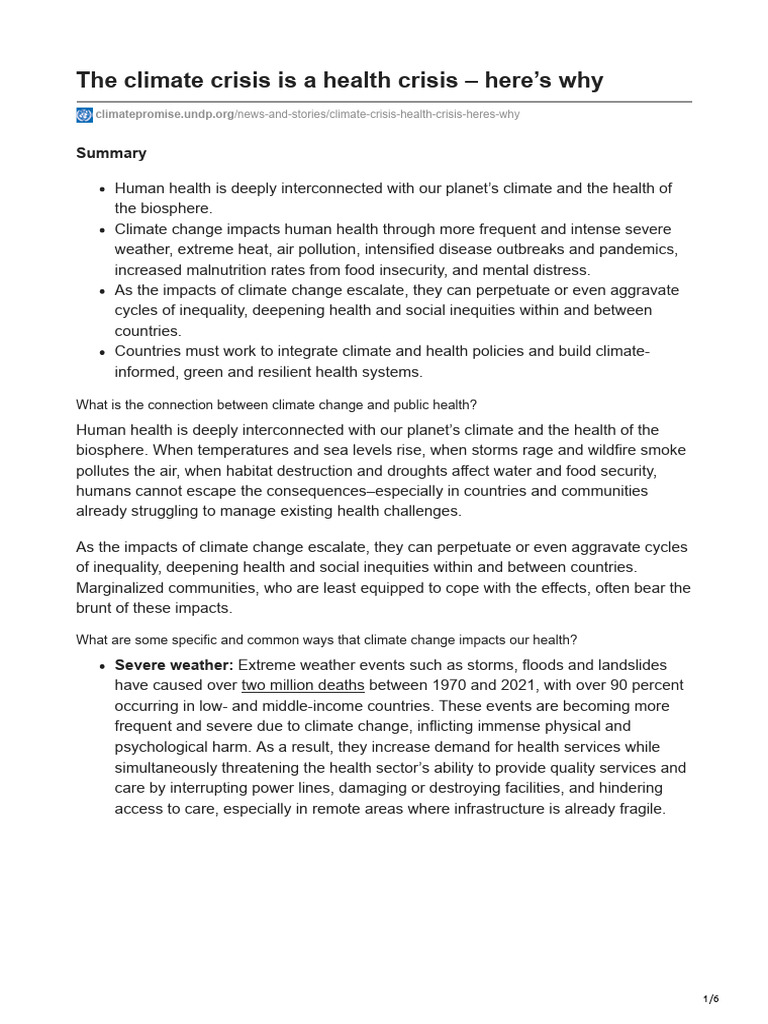 The Climate Crisis Is A Health Crisis Heres Why | PDF | Climate Change ...