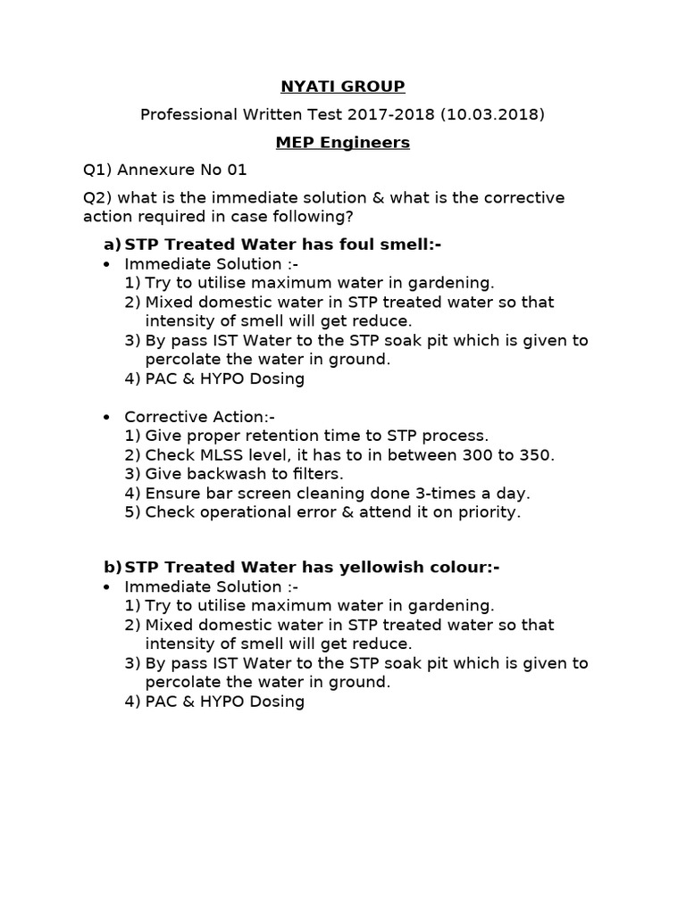 MEP Engineers Professional Test Solutions | PDF | Elevator | Pump
