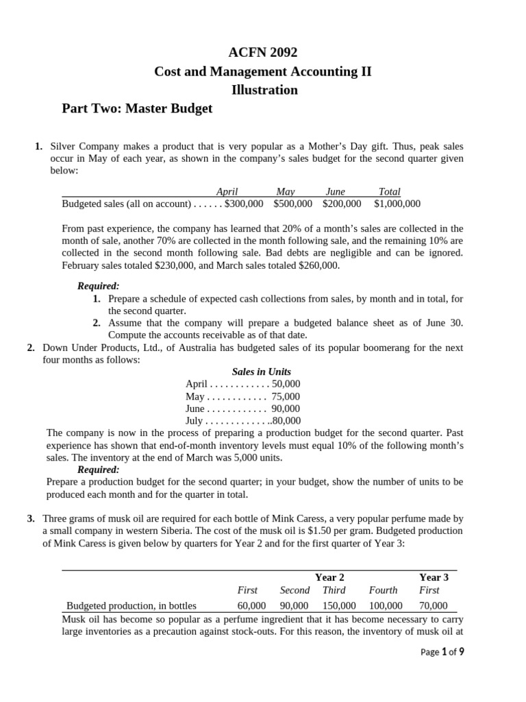 Master Budget Preparation Overview | PDF | Equity (Finance) | Inventory