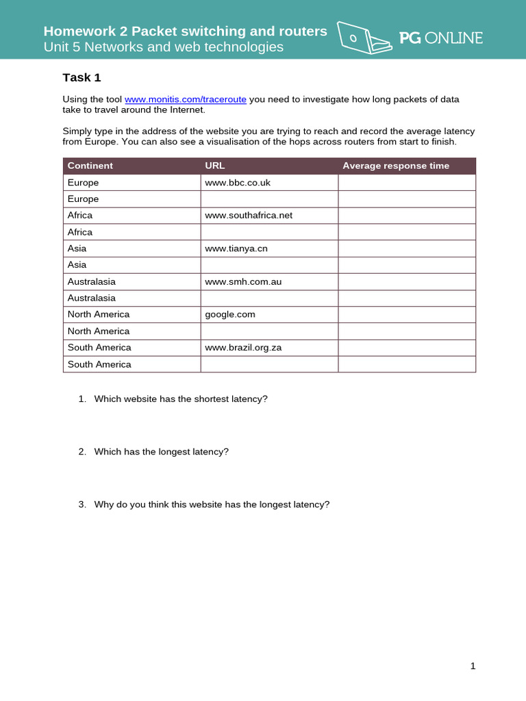 Networks History Worksheet Answers | PDF | Computer Network | Internet ...