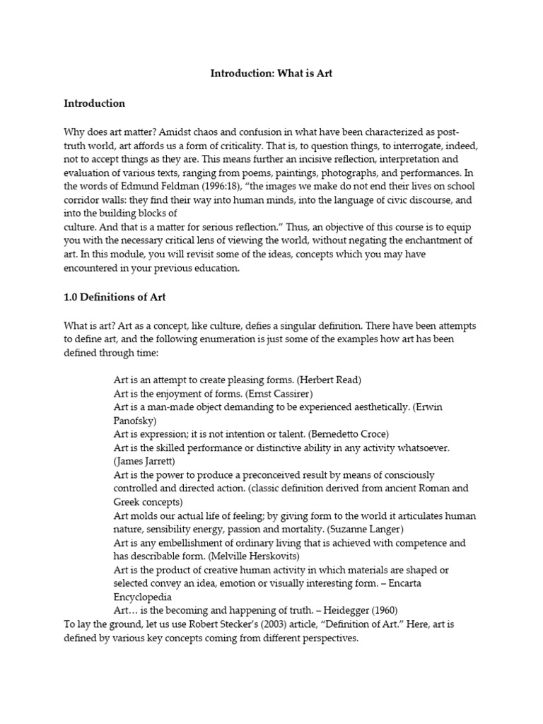 Introduction - What Is Art | PDF | Aesthetics | Liberal Arts Education