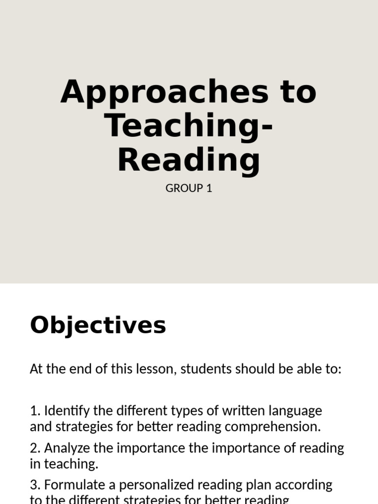 Approaches To Reading Teaching | PDF