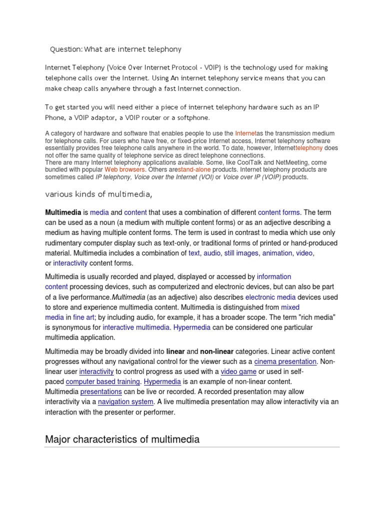 Major Characteristics of Multimedia Download Free PDF Multimedia