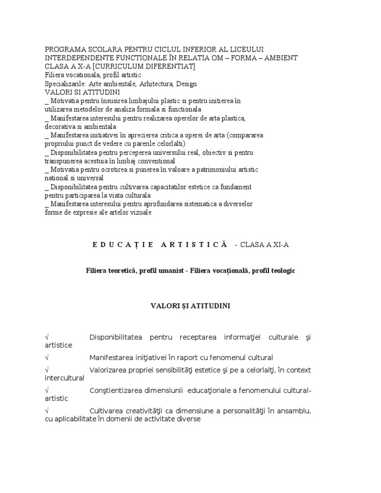 Exemple de Valori Si Atitudini