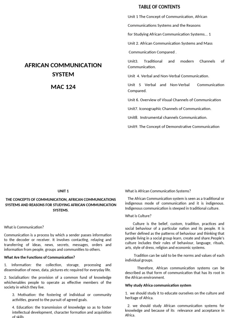 African Communication Systems Overview | PDF | Nonverbal Communication ...