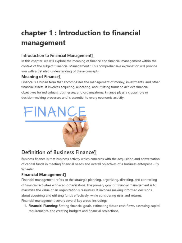 Chapter 1 Introduction To Financial Management | PDF | Investing ...