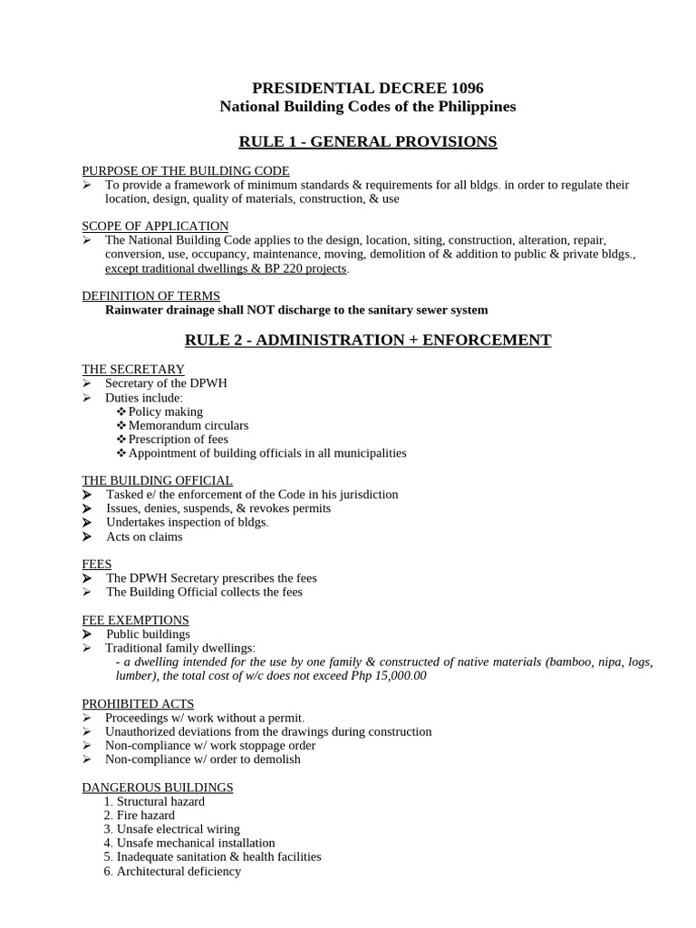 0 Notes On Module 1 & 2 - NBC Rule 1-6 & Rule 7-8 | PDF | Building ...